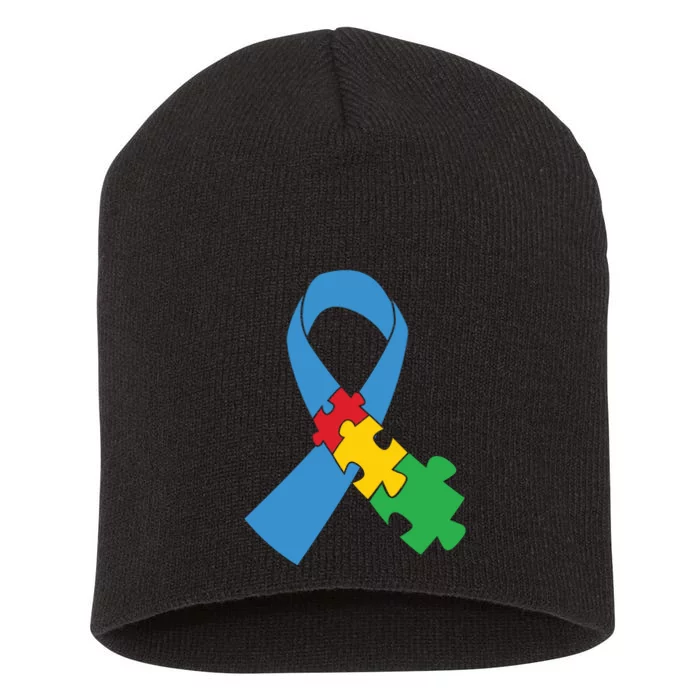 Autism Awareness Puzzle Ribbon Gift Short Acrylic Beanie