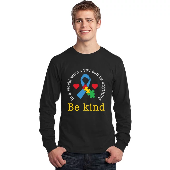 Autism Awareness Puzzle Ribbon Be Kind Tall Long Sleeve T-Shirt