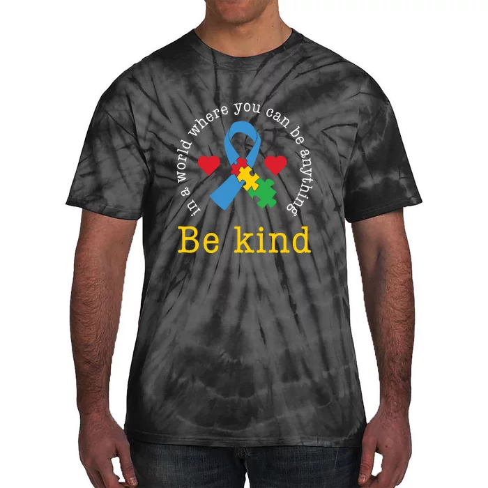 Autism Awareness Puzzle Ribbon Be Kind Tie-Dye T-Shirt