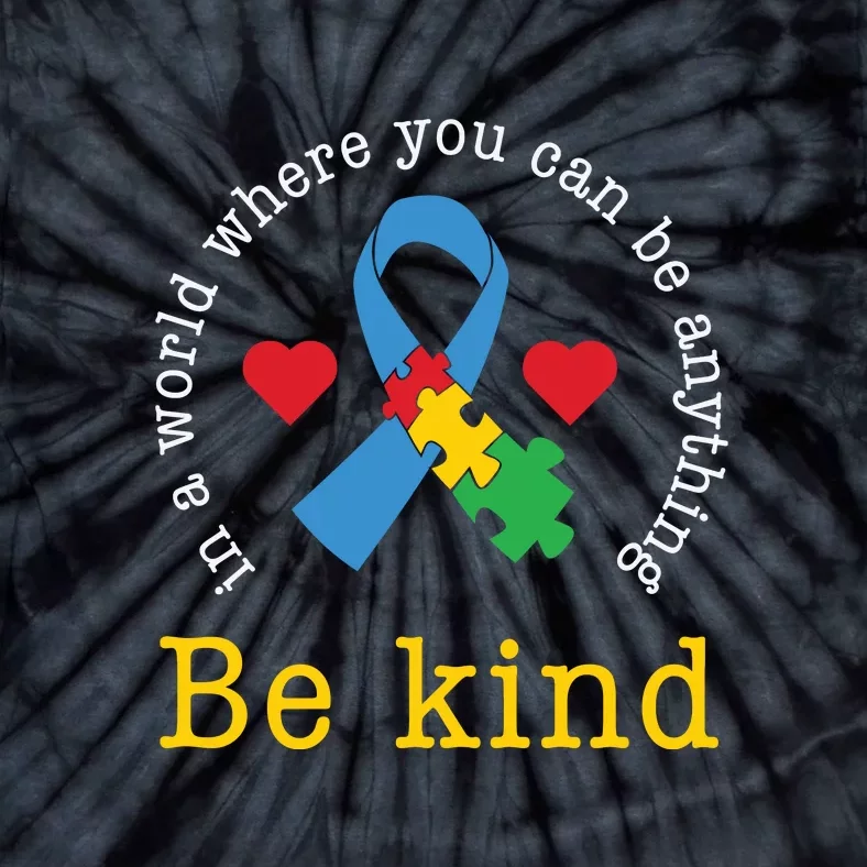 Autism Awareness Puzzle Ribbon Be Kind Tie-Dye T-Shirt