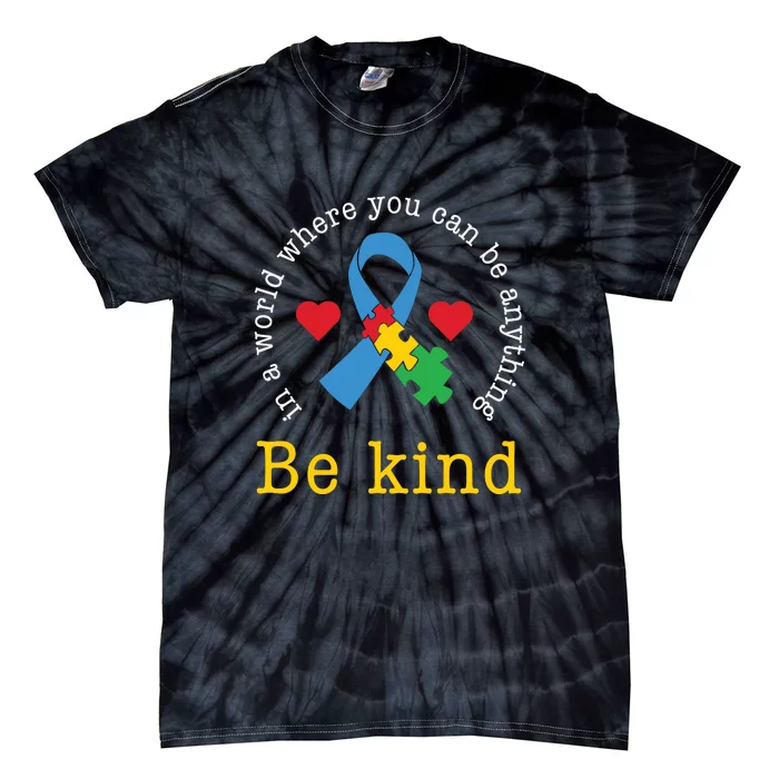 Autism Awareness Puzzle Ribbon Be Kind Tie-Dye T-Shirt