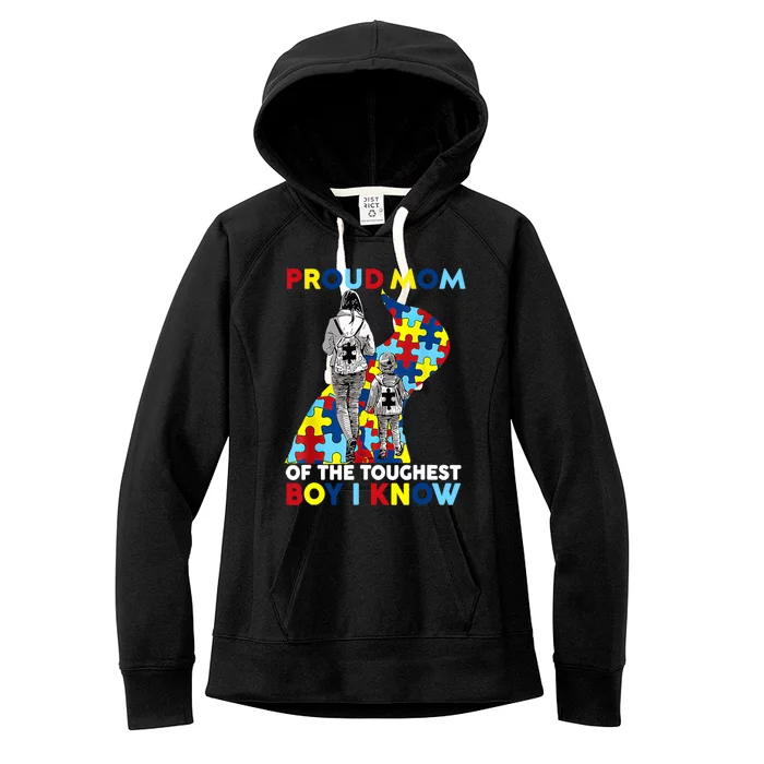 Autism Awareness Proud Dad Of The Toughest Boy I Know Women's Fleece Hoodie