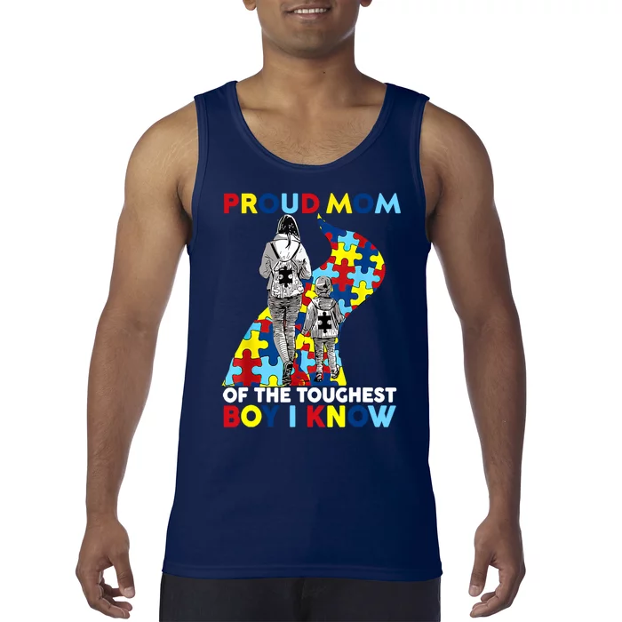 Autism Awareness Proud Dad Of The Toughest Boy I Know Tank Top