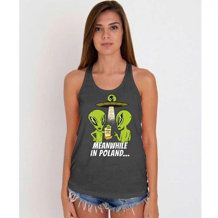 Alien Abduction Pierogi Polish Food Poland Polonia Women's Knotted Racerback Tank