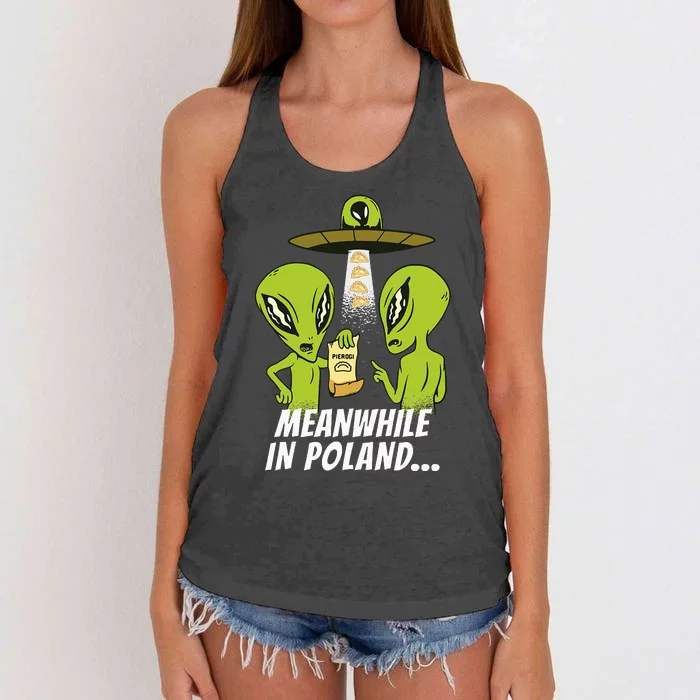 Alien Abduction Pierogi Polish Food Poland Polonia Women's Knotted Racerback Tank