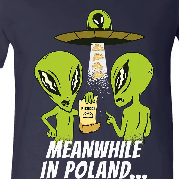 Alien Abduction Pierogi Polish Food Poland Polonia V-Neck T-Shirt