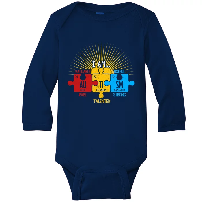 Autism Awareness Periodic Table Elets Cute Gift Baby Long Sleeve Bodysuit