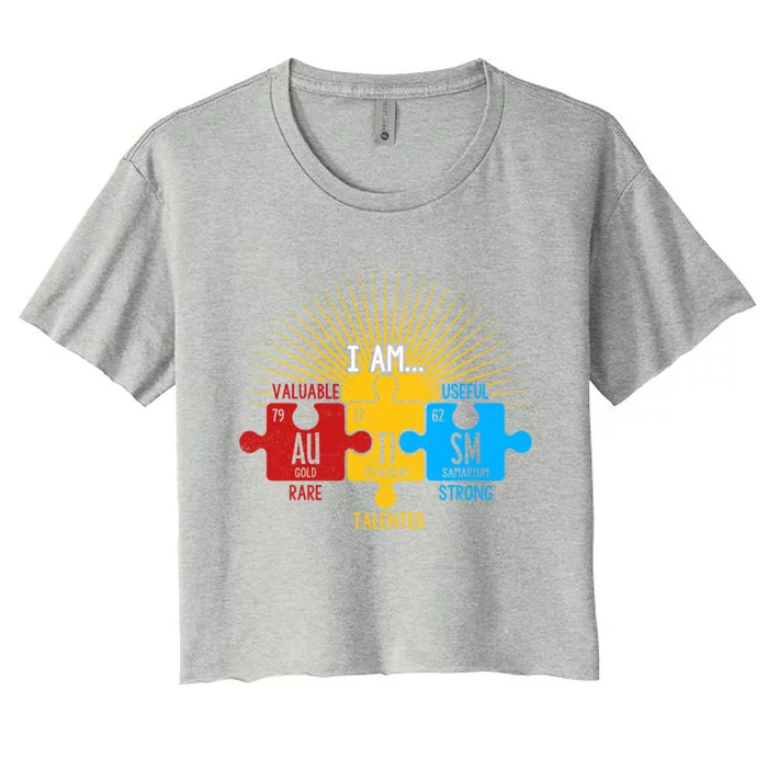 Autism Awareness Periodic Table Elets Cute Gift Women's Crop Top Tee