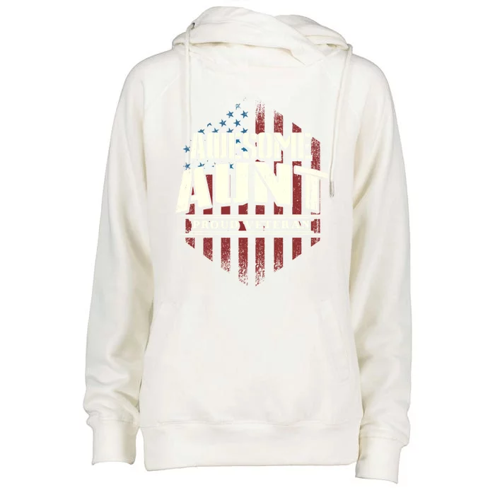 Awesome Aunt Proud Veteran Patriotic America Veteran's Day Gift Womens Funnel Neck Pullover Hood