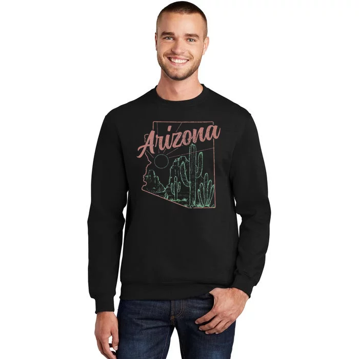 Arizona Az Pride State Map Cactus Desert Vintage Sweatshirt