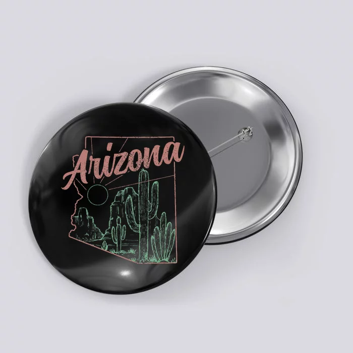 Arizona Az Pride State Map Cactus Desert Vintage Button