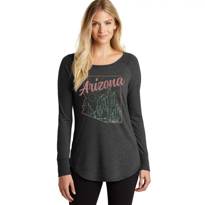 Arizona Az Pride State Map Cactus Desert Vintage Women's Perfect Tri Tunic Long Sleeve Shirt