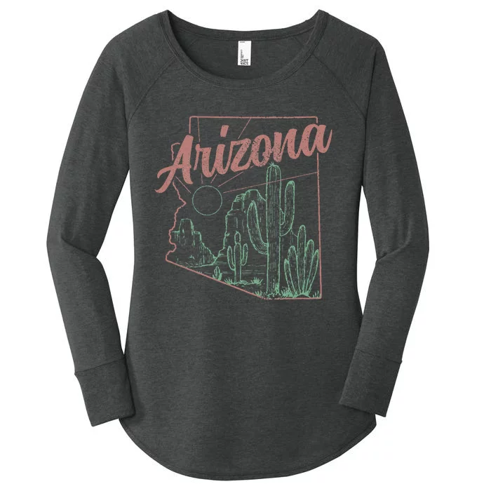 Arizona Az Pride State Map Cactus Desert Vintage Women's Perfect Tri Tunic Long Sleeve Shirt