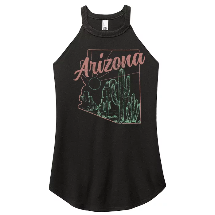 Arizona Az Pride State Map Cactus Desert Vintage Women’s Perfect Tri Rocker Tank