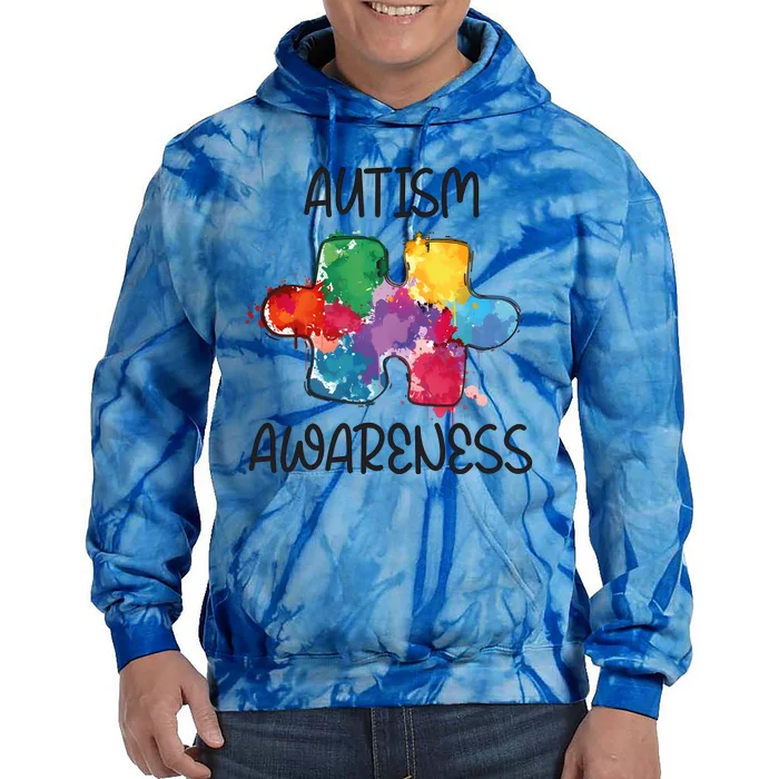 Autism Awareness Puzzle Supporter Tie Dye Hoodie