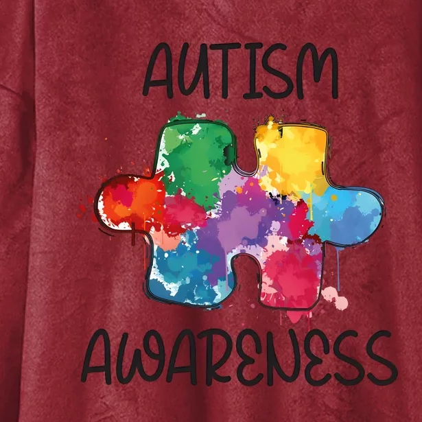 Autism Awareness Puzzle Supporter Hooded Wearable Blanket