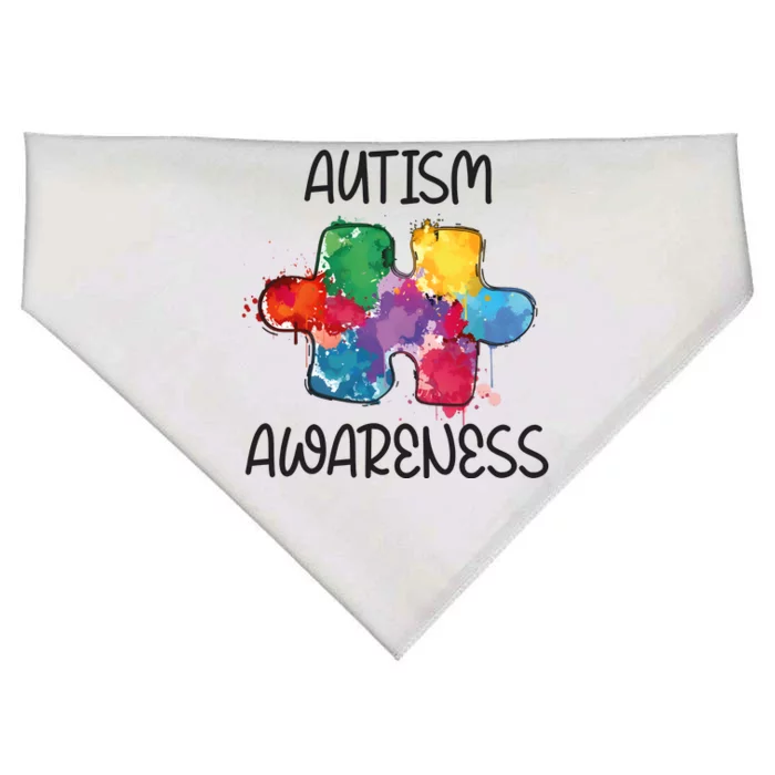 Autism Awareness Puzzle Supporter USA-Made Doggie Bandana