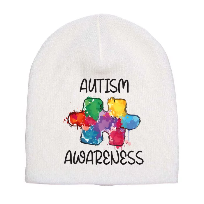 Autism Awareness Puzzle Supporter Short Acrylic Beanie