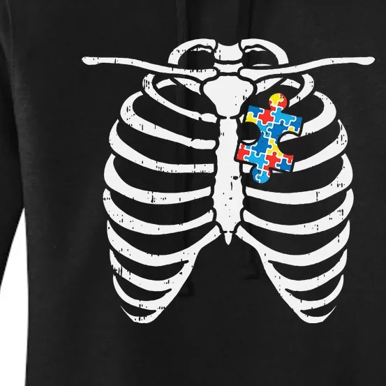 Autism Awareness Puzzle Skeleton Xray Halloween Costume Women's Pullover Hoodie