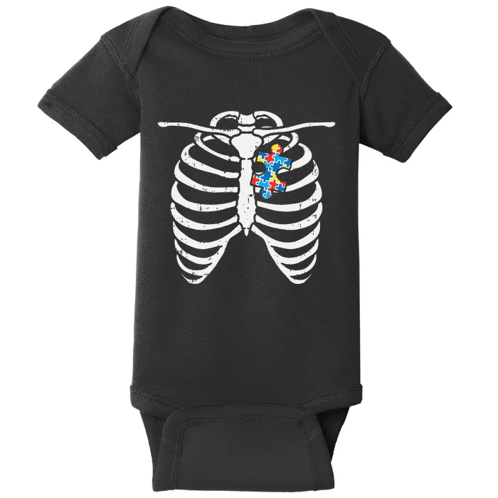 Autism Awareness Puzzle Skeleton Xray Halloween Costume Baby Bodysuit