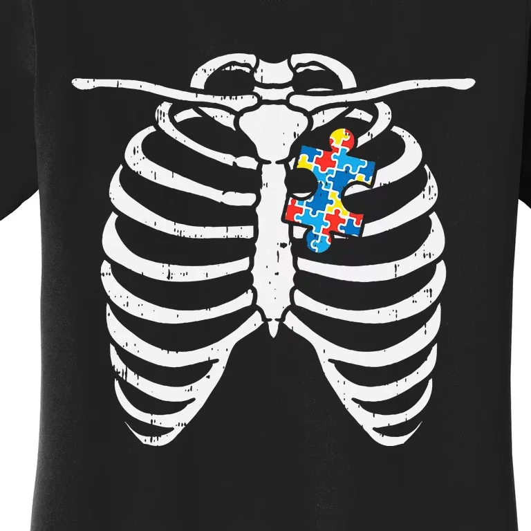 Autism Awareness Puzzle Skeleton Xray Halloween Costume Women's T-Shirt