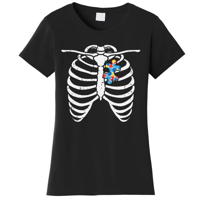 Autism Awareness Puzzle Skeleton Xray Halloween Costume Women's T-Shirt