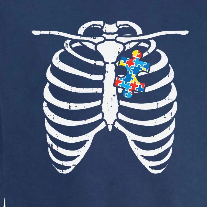 Autism Awareness Puzzle Skeleton Xray Halloween Costume Garment-Dyed Sweatshirt