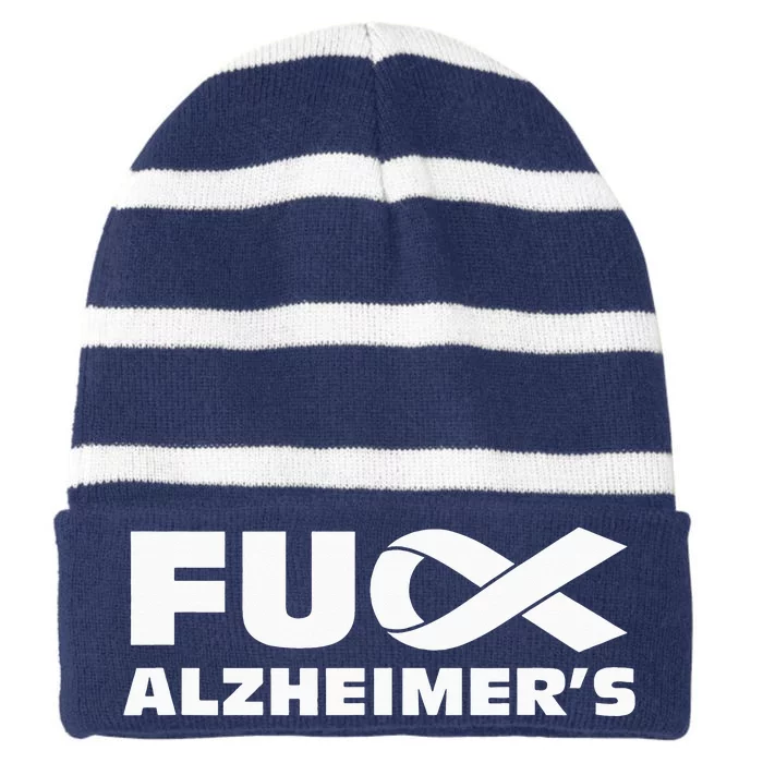 Alzheimer's Awareness Products Purple Support ALZ Striped Beanie with Solid Band