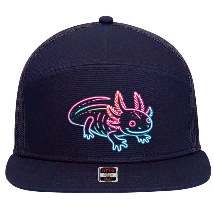 Axolotl Animal Pop Art Cute Axolotl Lover 7 Panel Mesh Trucker Snapback Hat