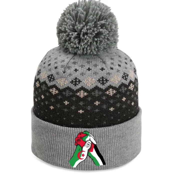 Algeria And Palestine Hands The Baniff Cuffed Pom Beanie