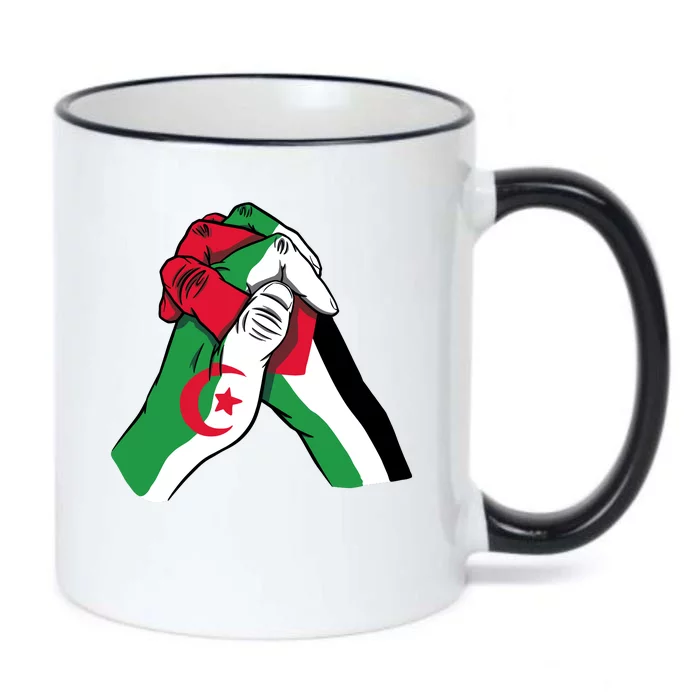 Algeria And Palestine Hands Black Color Changing Mug