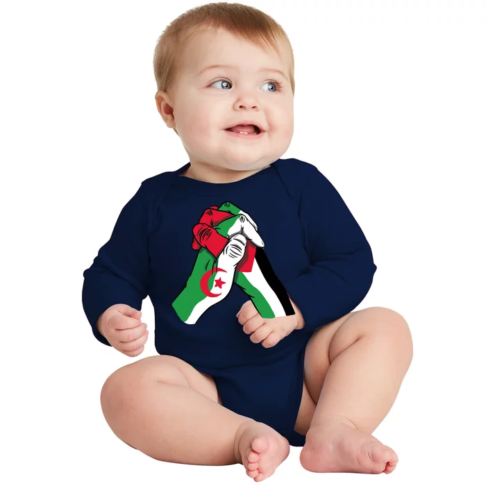 Algeria And Palestine Hands Baby Long Sleeve Bodysuit