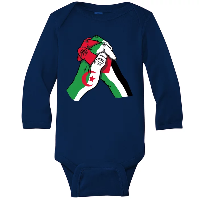 Algeria And Palestine Hands Baby Long Sleeve Bodysuit