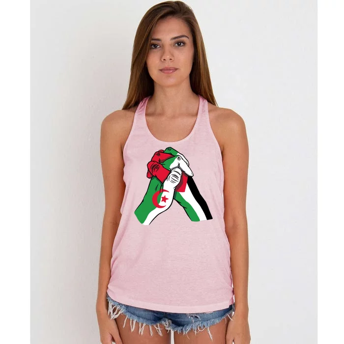 Algeria And Palestine Hands Women's Knotted Racerback Tank