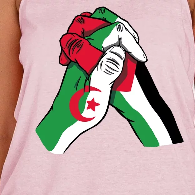 Algeria And Palestine Hands Women's Knotted Racerback Tank