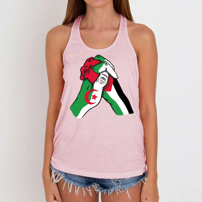 Algeria And Palestine Hands Women's Knotted Racerback Tank