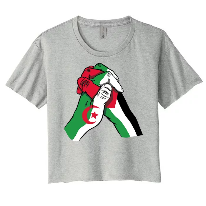 Algeria And Palestine Hands Women's Crop Top Tee