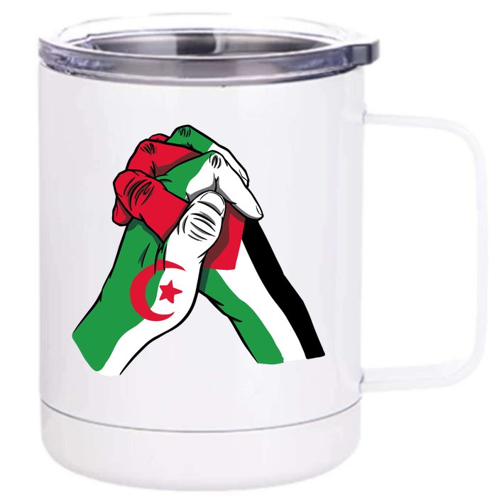 Algeria And Palestine Hands Front & Back 12oz Stainless Steel Tumbler Cup