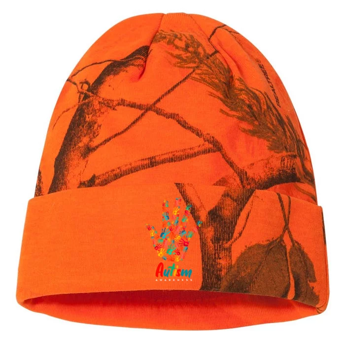 Autism Awareness Painted Hand Prints Kati - 12in Camo Beanie