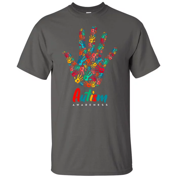 Autism Awareness Painted Hand Prints Tall T-Shirt