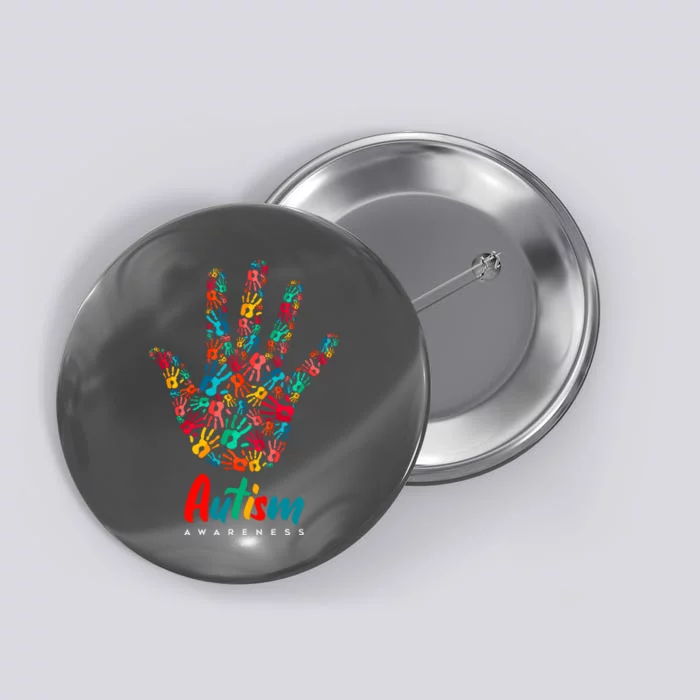 Autism Awareness Painted Hand Prints Button