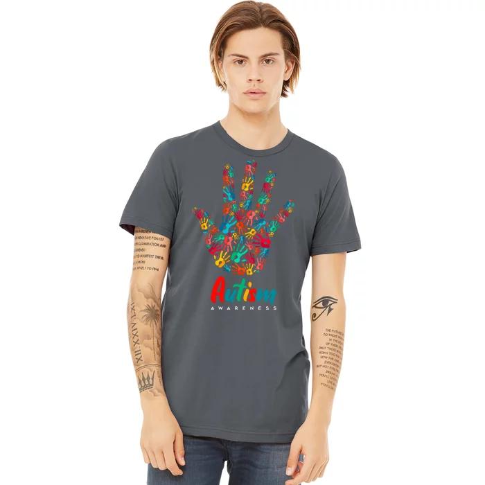 Autism Awareness Painted Hand Prints Premium T-Shirt