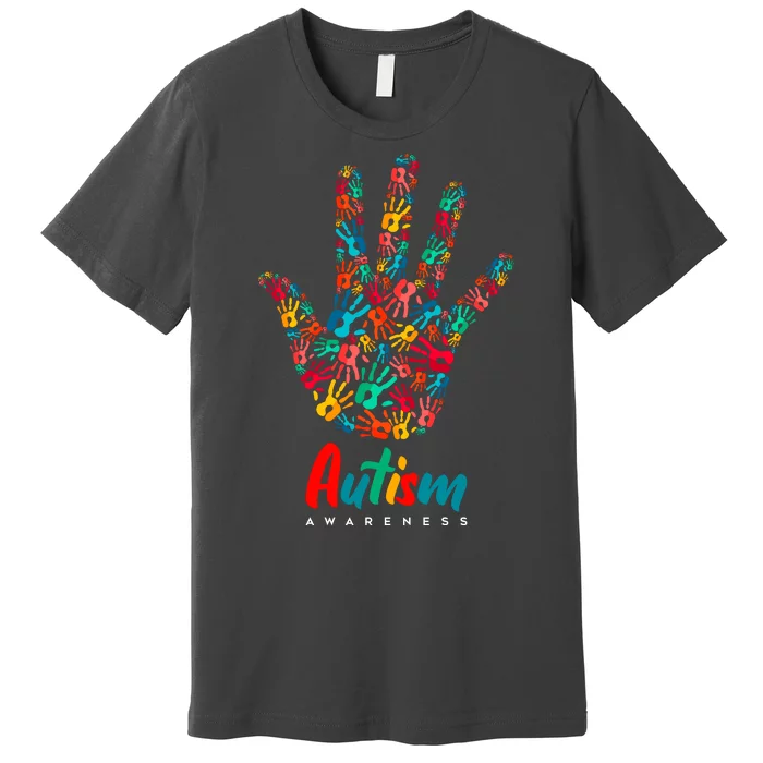 Autism Awareness Painted Hand Prints Premium T-Shirt