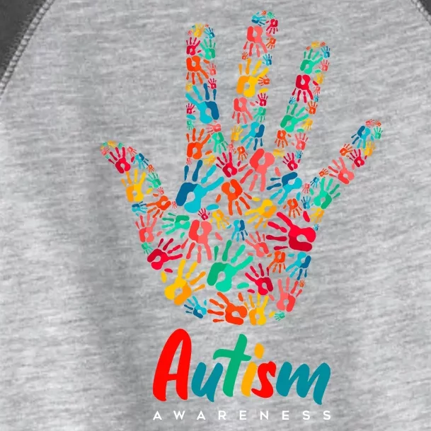 Autism Awareness Painted Hand Prints Toddler Fine Jersey T-Shirt