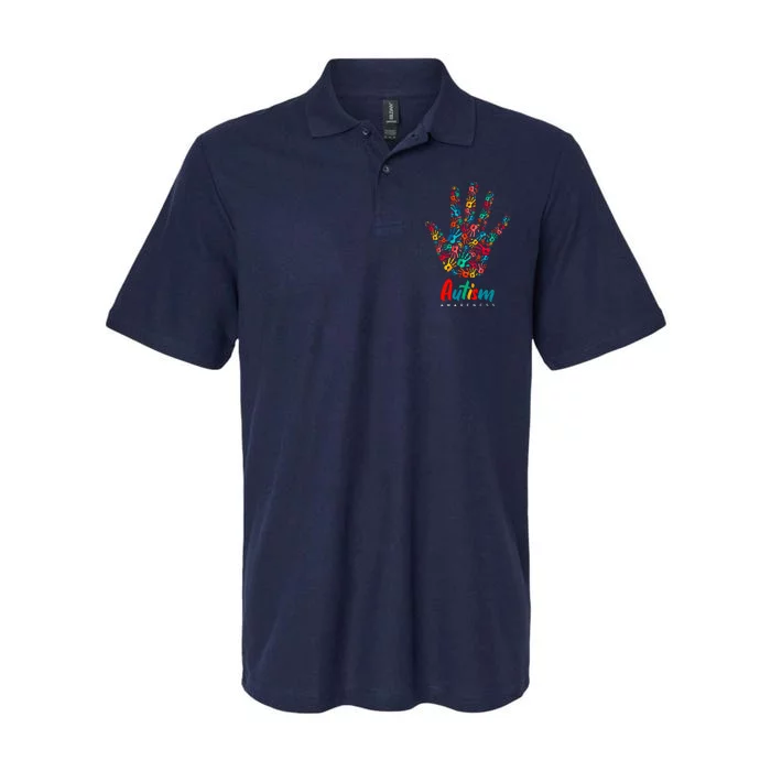 Autism Awareness Painted Hand Prints Softstyle Adult Sport Polo