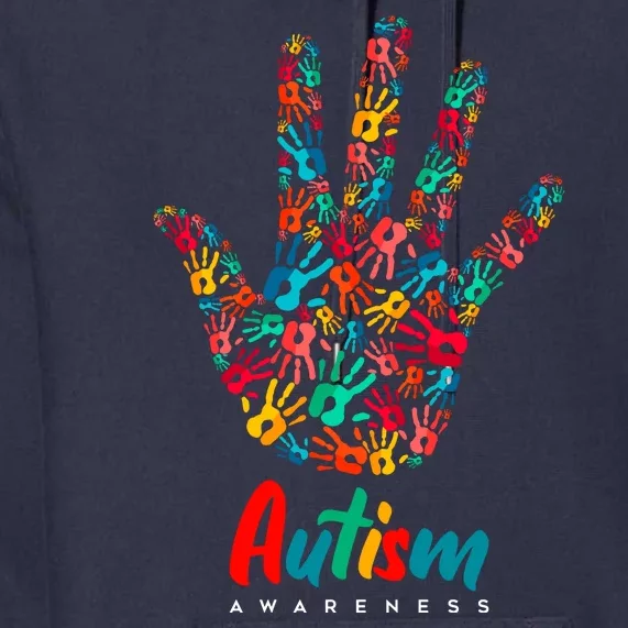 Autism Awareness Painted Hand Prints Premium Hoodie