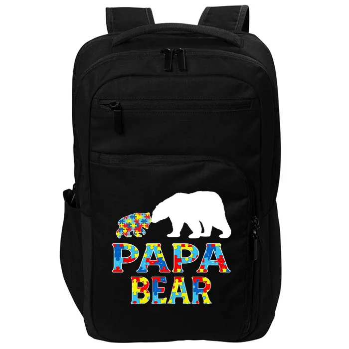 Autism Awareness Papa Bear Support Autistic Cute Gift Impact Tech Backpack