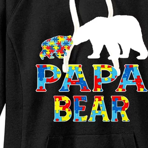 Autism Awareness Papa Bear Support Autistic Cute Gift Women's Fleece Hoodie