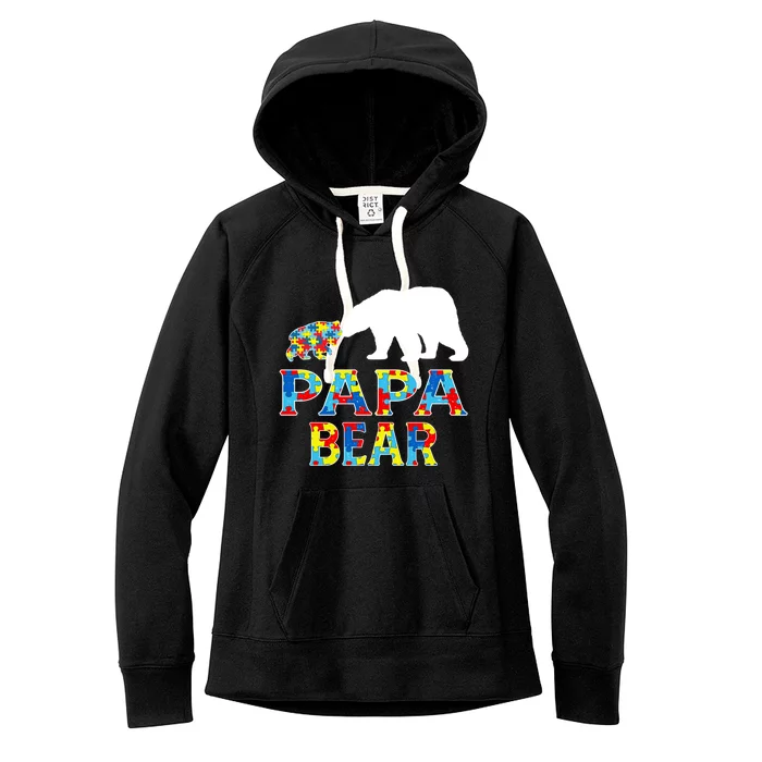 Autism Awareness Papa Bear Support Autistic Cute Gift Women's Fleece Hoodie