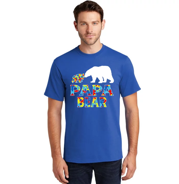 Autism Awareness Papa Bear Support Autistic Cute Gift Tall T-Shirt